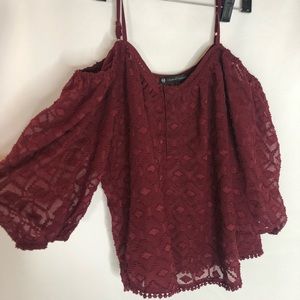 Off the shoulder burgundy top